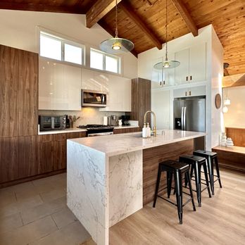 Ohana Building Supply - Our walnut and glossy white frameless cabinetry in this North Shore home! - Cabinetry Near Me - Honolulu, Hawaii Ohana Building Supply - Our walnut and glossy white frameless cabinetry in this North Shore home! - Cabinetry Near Me - Honolulu, Hawaii