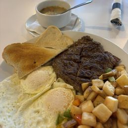 Steak and eggs breakfast