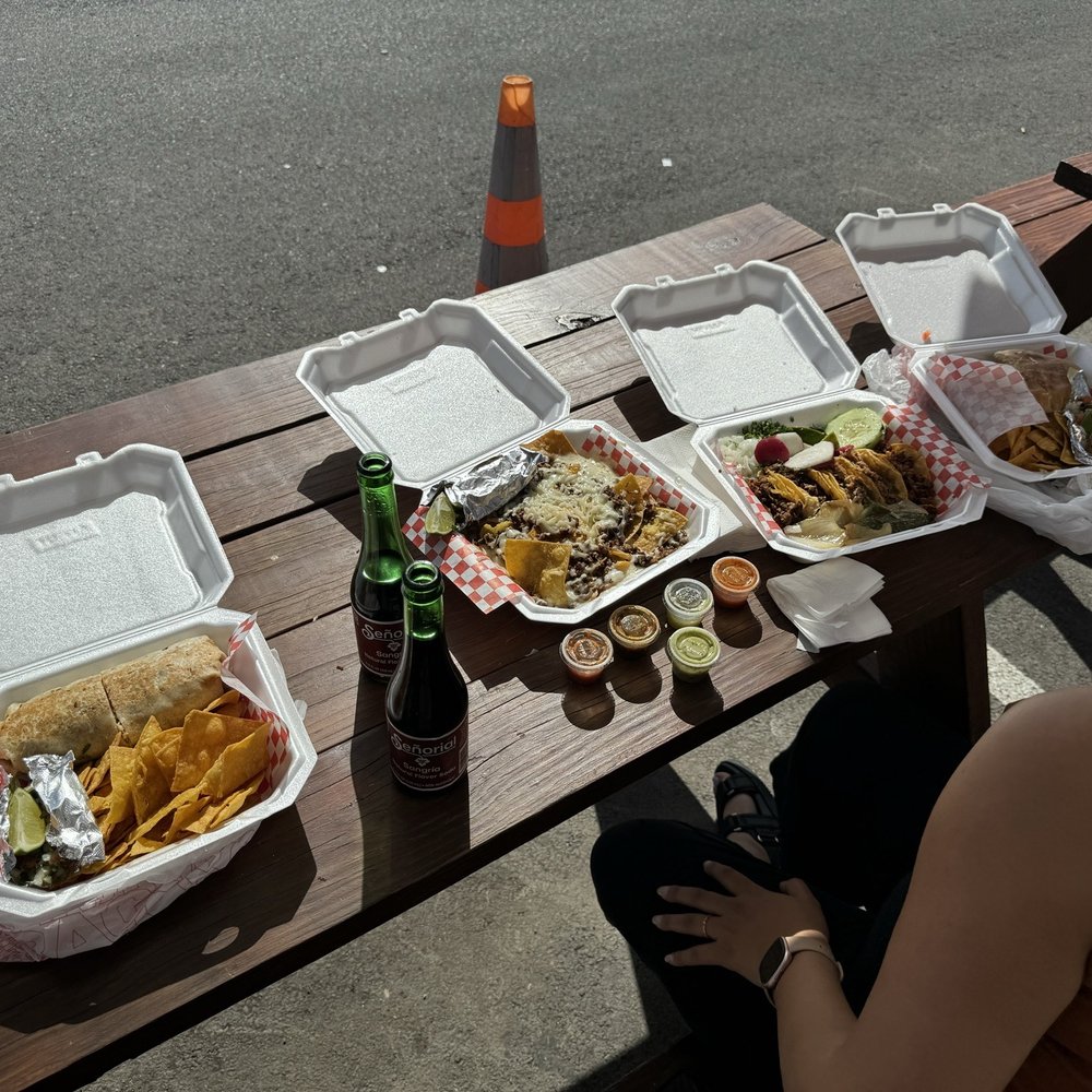 Burrito, nachos, and tacos Burrito, nachos, and tacos