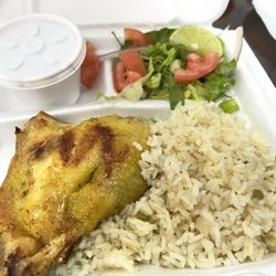 Los Cheros Pupuseria - Sopa de Gallina Rice and salad