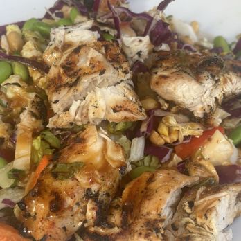 Shorehouse Kitchen - THAI CHICKEN SALAD (Napa cabbage, romaine, edamame, carrots, celery, bell pepper, peanuts, and cilantro with a sesame peanut dressing) - Breakfast & Brunch Near Me - Carlsbad, California Shorehouse Kitchen - THAI CHICKEN SALAD (Napa cabbage, romaine, edamame, carrots, celery, bell pepper, peanuts, and cilantro with a sesame peanut dressing) - Breakfast & Brunch Near Me - Carlsbad, California