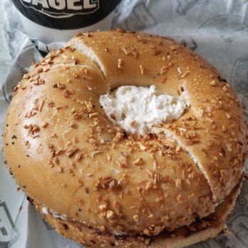 Providence Bagel - Whoa, that is a *lot* of cream cheese! - Coffee & Tea Near Me - Providence, Rhode Island