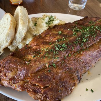 Spenard Roadhouse - Half rack of ribs, Biscuit and Garlic Mashed Potatoes. - New American Near Me - Anchorage, Alaska Spenard Roadhouse - Half rack of ribs, Biscuit and Garlic Mashed Potatoes. - New American Near Me - Anchorage, Alaska