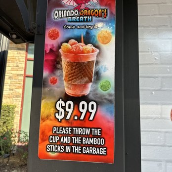 Dragon Breath - a sign advertising a drink - Ice Cream & Frozen Yogurt Near Me - Orlando, Florida Dragon Breath - a sign advertising a drink - Ice Cream & Frozen Yogurt Near Me - Orlando, Florida