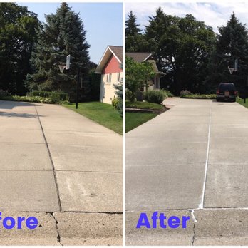 America's Pros, Inc - Power washed and caulked driveway before and after - Painters Near Me - Rochester Hills, Michigan America's Pros, Inc - Power washed and caulked driveway before and after - Painters Near Me - Rochester Hills, Michigan
