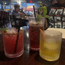 Hibiscus mojito, mezcal margarita, old fashioned