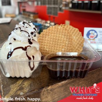 Whit's Frozen Custard - a waffle and ice cream sundae - Ice Cream & Frozen Yogurt Near Me - Pataskala, Ohio Whit's Frozen Custard - a waffle and ice cream sundae - Ice Cream & Frozen Yogurt Near Me - Pataskala, Ohio