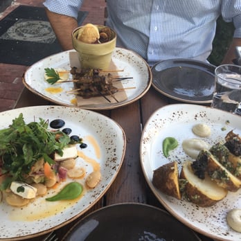 Lupo Verde - top- goat skewers special. left- octopus. right- truffle baked potatoes - Italian Near Me - Washington, DC, District of Columbia