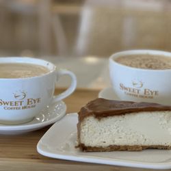 Sweet Eye Coffee - L to R: Date Cardamom latte, Biscoff cheesecake, Biscoff latte