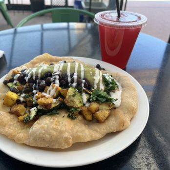 Itality - Frybread special and prickly pear lemonade - Vegan Near Me - Albuquerque, New Mexico