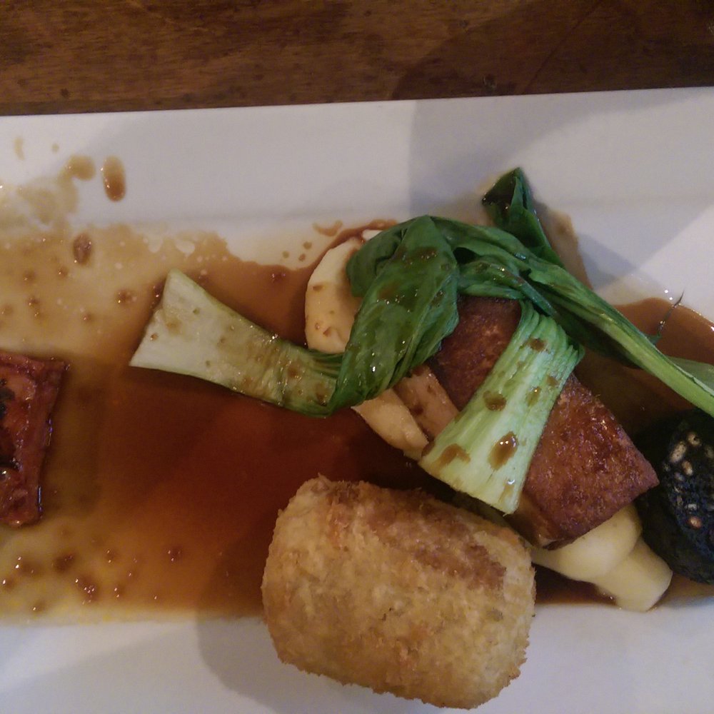 Belly pork main course with black pudding. Deli!cious Belly pork main course with black pudding. Deli!cious