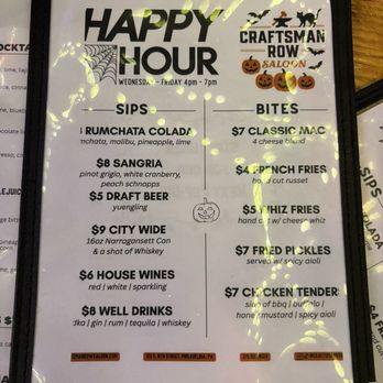 Craftsman Row Saloon - Happy hour menu - Pubs Near Me - Philadelphia, Pennsylvania Craftsman Row Saloon - Happy hour menu - Pubs Near Me - Philadelphia, Pennsylvania