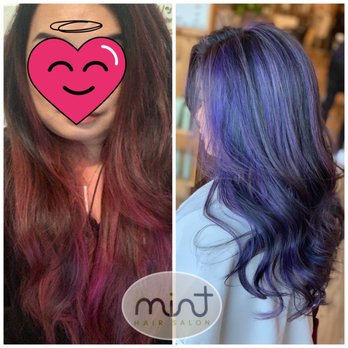Hair Salon Mint - Red became to ash blue purple balayage - Hair Salons Near Me - Flushing, New York