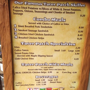 Silver Dollar City - Tater patch menu. - Amusement Parks Near Me - Branson, Missouri Silver Dollar City - Tater patch menu. - Amusement Parks Near Me - Branson, Missouri