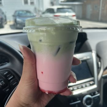 Grind N Gears Cafe - Iced strawberry matcha - delicious!!!! - Coffee & Tea Near Me - Niles, Illinois Grind N Gears Cafe - Iced strawberry matcha - delicious!!!! - Coffee & Tea Near Me - Niles, Illinois