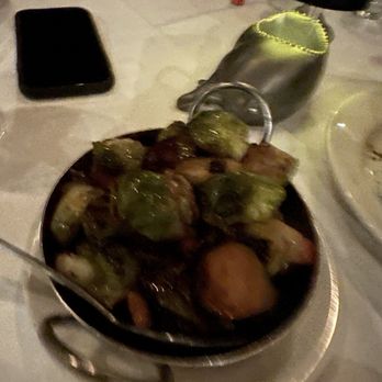Morton's The Steakhouse - Blurry Sauted Brussels Sprouts. They were delicious since you can't tell in this pic - Steakhouses Near Me - San Antonio, Texas
