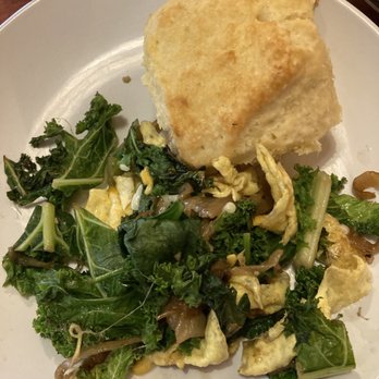 Lucy in the Rye - Scrambled egg with greens and grilled biscuit. - Breakfast & Brunch Near Me - Sylva, North Carolina Lucy in the Rye - Scrambled egg with greens and grilled biscuit. - Breakfast & Brunch Near Me - Sylva, North Carolina