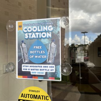 Jefferson Parish Library - Cooling station with free bottles of water - Libraries Near Me - Harvey, Louisiana