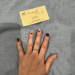 Cinderella Nails - Left hand and business card