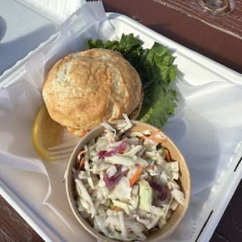 The Shrimp Shack - Shrimp burger with coleslaw- look at that gluten free bun! - Seafood Near Me - Anacortes, Washington The Shrimp Shack - Shrimp burger with coleslaw- look at that gluten free bun! - Seafood Near Me - Anacortes, Washington