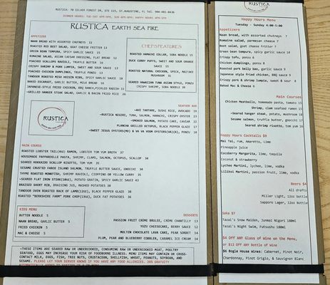 Menu photo 5 Rustica Earth Sea and Fire St. Augustine, FL
