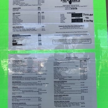 Papa Ole's - Menu a/o 10/31/20 - Hawaiian Near Me - Hauula, Hawaii Papa Ole's - Menu a/o 10/31/20 - Hawaiian Near Me - Hauula, Hawaii
