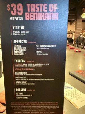 Menu photo 1 Benihana - Torrance Torrance, CA