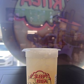 Sleepy Kitea - Lychee Green Tea with Crystal boba - Bubble Tea Near Me - Riverside, California