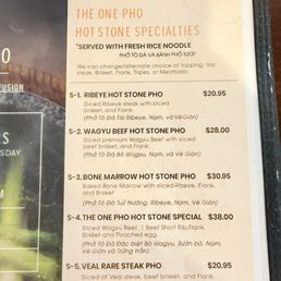 Hot stone pho menu Hot stone pho menu