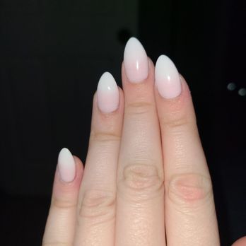 Bliss Nail Lounge - SNS pink and white ombre with a perfect almond shape. Done by Andrew. - Nail Salons Near Me - Arlington, Virginia Bliss Nail Lounge - SNS pink and white ombre with a perfect almond shape. Done by Andrew. - Nail Salons Near Me - Arlington, Virginia