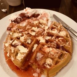 Maria's Family Restaurant - Waffles with strawberries and whipped cream