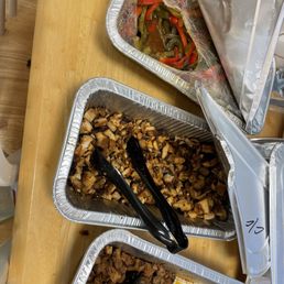 Veggies, chicken and beef Veggies, chicken and beef