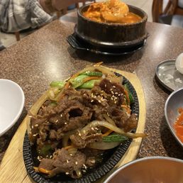 Bulgogi combo with seafood tofu stew Bulgogi combo with seafood tofu stew