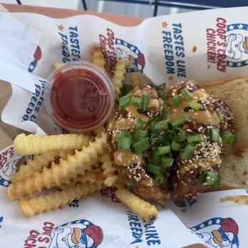Coop's Crazy Chicken! - Big Chicken Basket w/Thai BBQ - Chicken Shop Near Me - Greenville, South Carolina Coop's Crazy Chicken! - Big Chicken Basket w/Thai BBQ - Chicken Shop Near Me - Greenville, South Carolina