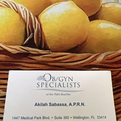 OB/GYN Specialists of the Palm Beaches - Business card