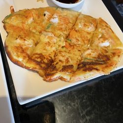 Korean Fusion - Korean shrimp and veggie pancake.