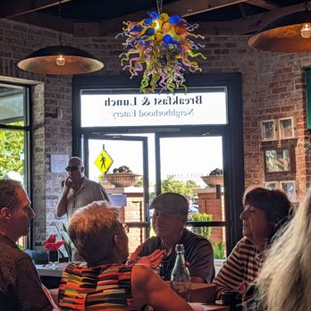 The Daily Nosh - A colorful, modern chandelier hangs near the front door. - Breakfast & Brunch Near Me - Roseville, California The Daily Nosh - A colorful, modern chandelier hangs near the front door. - Breakfast & Brunch Near Me - Roseville, California