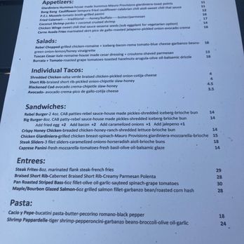 Rebel Kitchen + Bar - Menu - Bars Near Me - Lombard, Illinois Rebel Kitchen + Bar - Menu - Bars Near Me - Lombard, Illinois