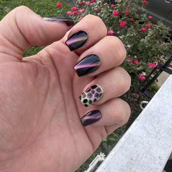 Fancy Nails - Cat Eye Polish (with Cheeta nail) ;) - Nail Salons Near Me - Alton, Illinois Fancy Nails - Cat Eye Polish (with Cheeta nail) ;) - Nail Salons Near Me - Alton, Illinois