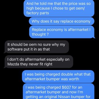 Pro touch auto body - Telling me "it is what it is" to charging double on aftermarket parts. - Body Shops Near Me - West Melbourne, Florida