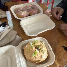 Salmon donut and Neapolitan donuts Salmon donut and Neapolitan donuts