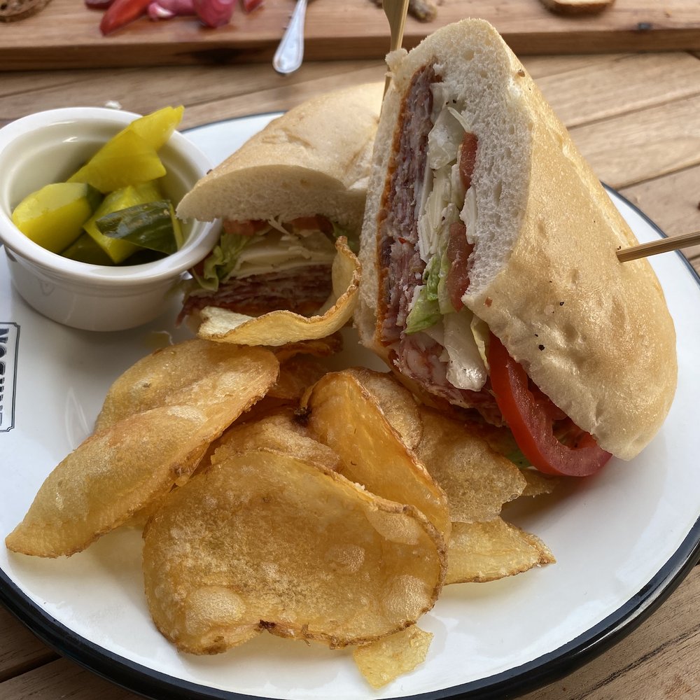 Lardon - The Italiano sandwich (soppressata, salame calabrese, 'nduja, provolone, shredded iceberg, giardinera, amorosa roll). - Cafes Near Me - Chicago, Illinois Lardon - The Italiano sandwich (soppressata, salame calabrese, 'nduja, provolone, shredded iceberg, giardinera, amorosa roll). - Cafes Near Me - Chicago, Illinois