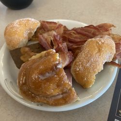 Dutch-Way Farm Market - Myerstown - They still cut the donuts and baked goods in half. Bacon was almost perfect!!
