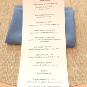 PAI Honolulu - Chef's Tasting Menu 10/10/20 - New American Near Me - Honolulu, Hawaii