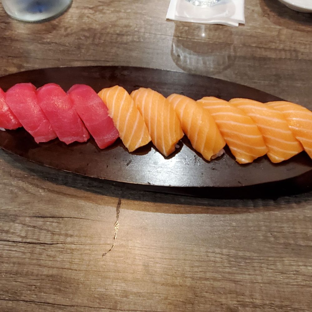 Mio Sushi -Cedar Mill - Salmon and tuna nigiri - Japanese Near Me - Portland, Oregon Mio Sushi -Cedar Mill - Salmon and tuna nigiri - Japanese Near Me - Portland, Oregon