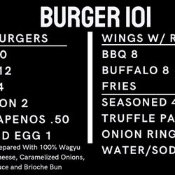 Burger 101 - Burger 101 Menu