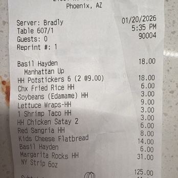 Kona Grill - Desert Ridge - Receipt Jan 2026 - Sushi Bars Near Me - Phoenix, Arizona Kona Grill - Desert Ridge - Receipt Jan 2026 - Sushi Bars Near Me - Phoenix, Arizona