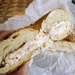 Springfield Hot Bagels - Everything bagel with lox spread