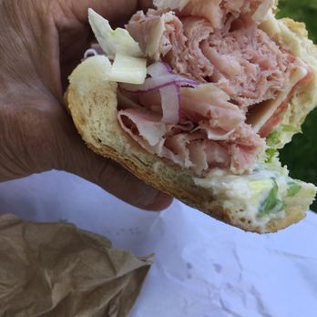 Glenham Town Deli - A normal sized hand holding the hero. - Delis Near Me - Fishkill, New York