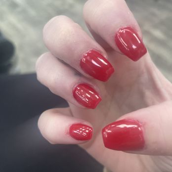Chloe Nails & Spa - My hand and the acrylic full set. - Nail Salons Near Me - Fairhaven, Massachusetts